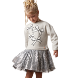 Angel & Rocket Kids' Sequin Bow Sweat Dress, Silver