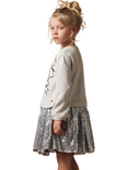 Angel & Rocket Kids' Sequin Bow Sweat Dress, Silver