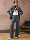 Brora Herringbone Wool Trousers, Delft