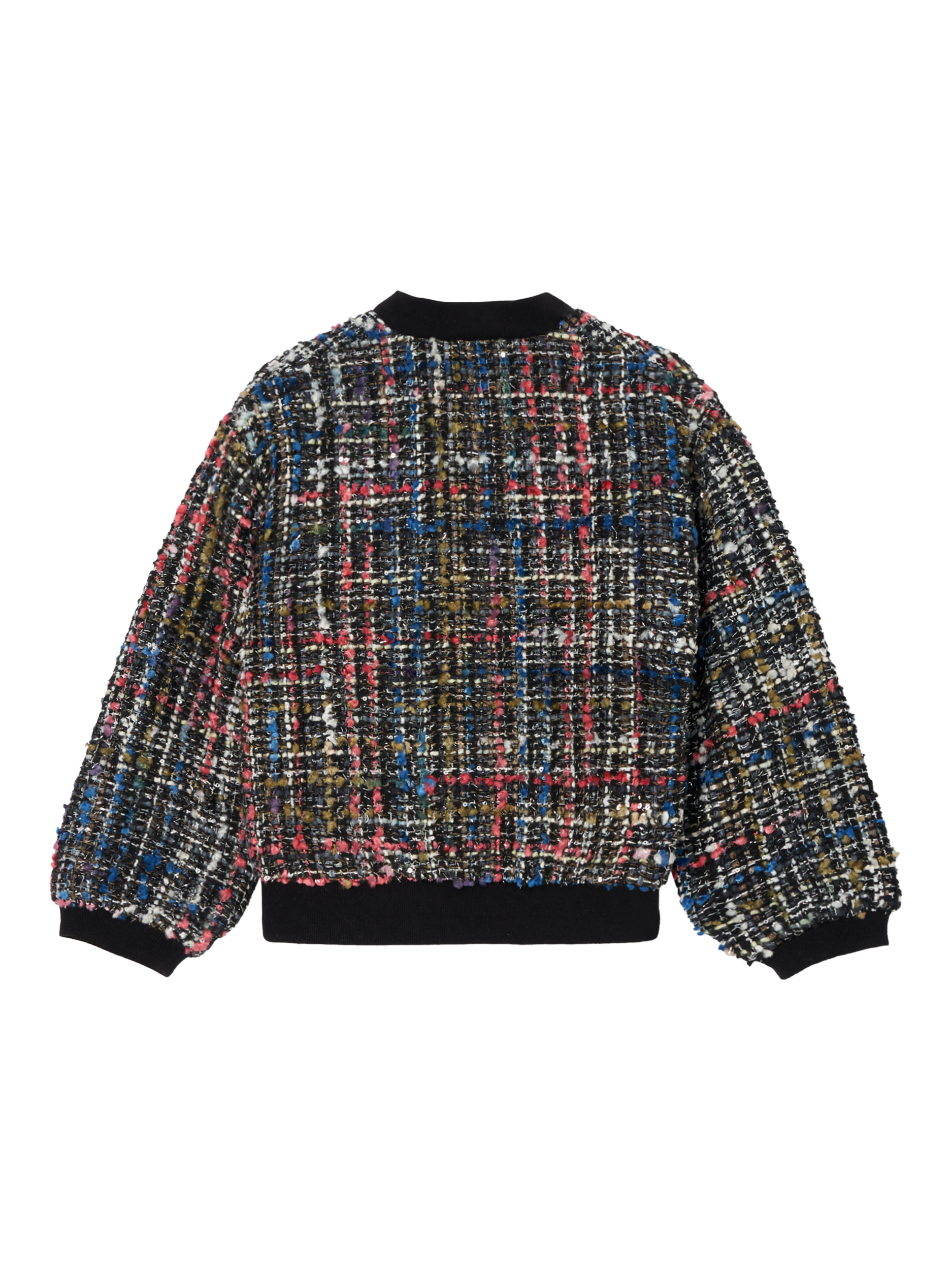 Product image 6 of 7, which shows Angel & Rocket Kids' Tweed Bomber Jacket, Multi, 4 years