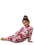 Angel & Rocket Kids' Leopard Heart Print Pyjamas Set & Scrunchie, Multi