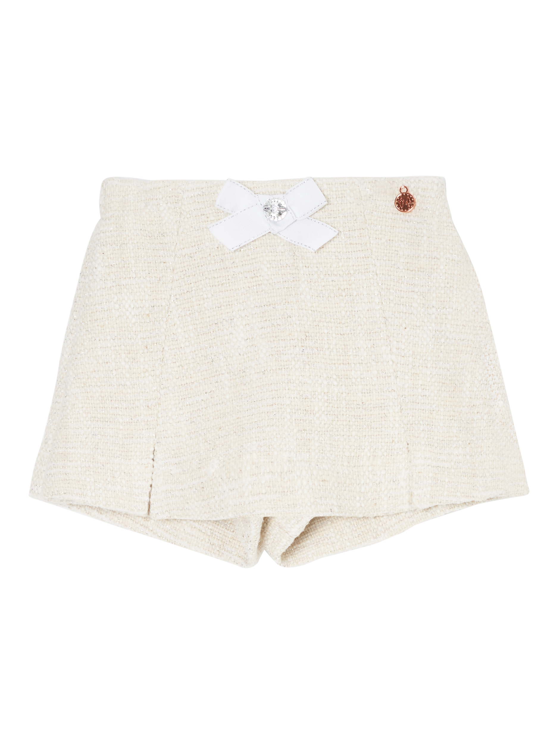 Product image 4 of 6, which shows Angel & Rocket Kids' Tweed Shorts, Ivory, 8 years