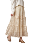 Angel & Rocket Kids' Anya Lace Mesh Midi Skirt, Ivory