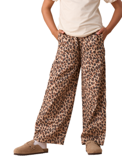 Angel & Rocket Kids' Cotton Leopard Print Wide Leg Trousers, Multi