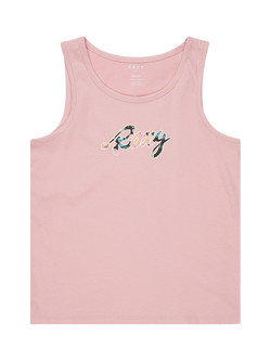 Roxy Kids' There is Life Logo Organic Cotton Vest, Bleached Mauve, Bleached Mauve