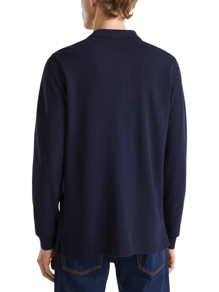 Benetton Cotton Polo Shirt - view 2, Navy