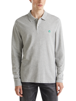 Benetton Cotton Polo Shirt, Grey Melange