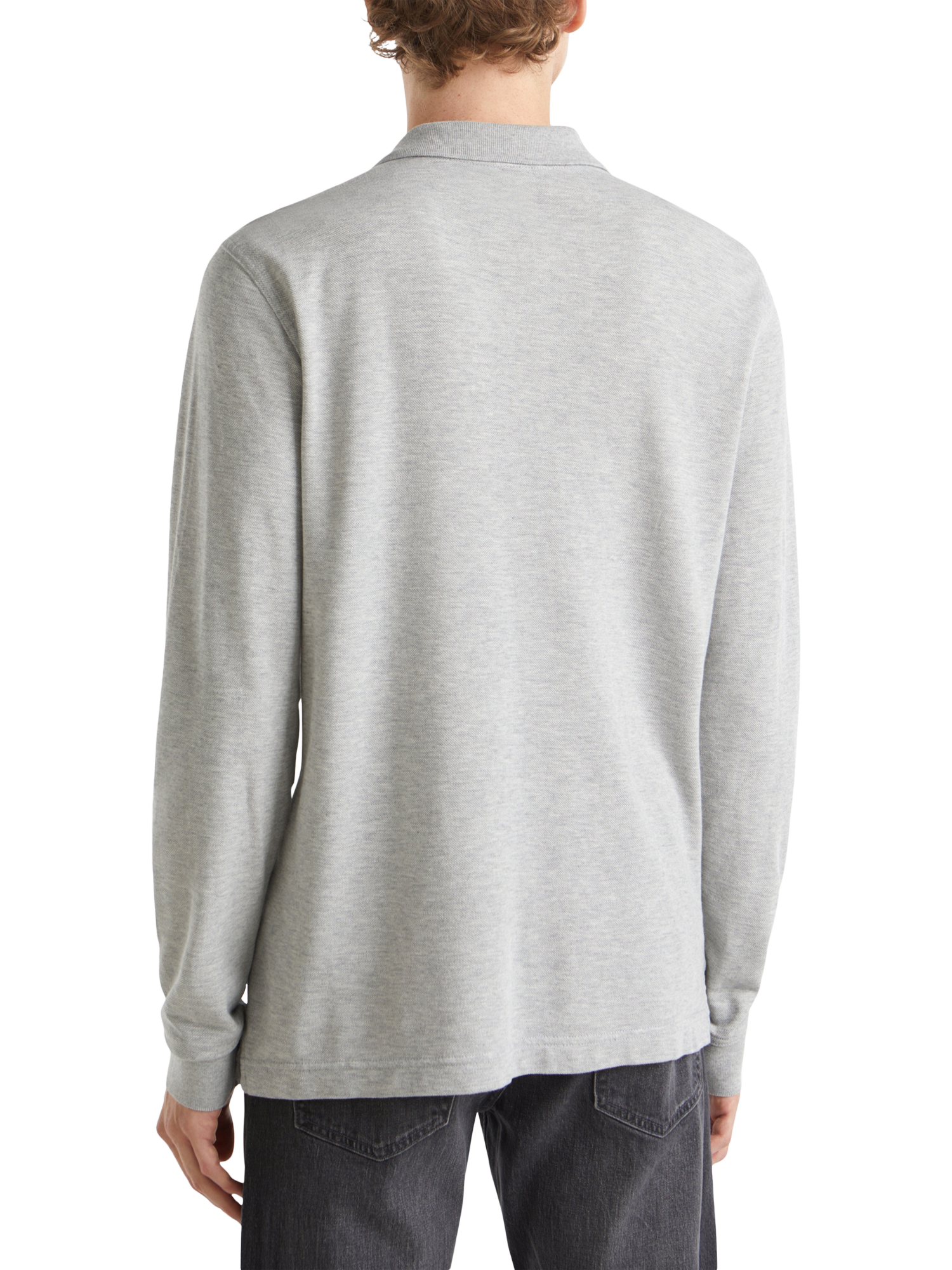 Product image 2 of 3, which shows Benetton Cotton Polo Shirt, Grey Melange, M