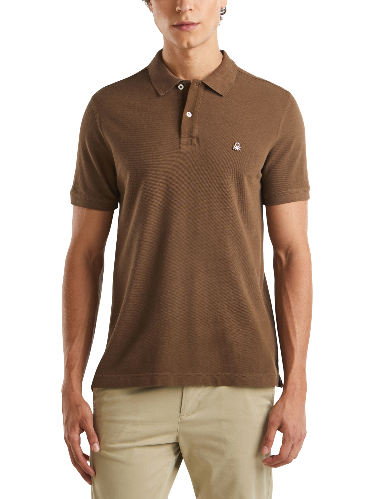 Benetton Regular Fit Polo Shirt, Plum, Coffee