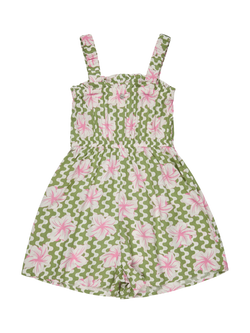 Roxy Kids' Playa Floral Wave Sundress, Basil Party Waves
