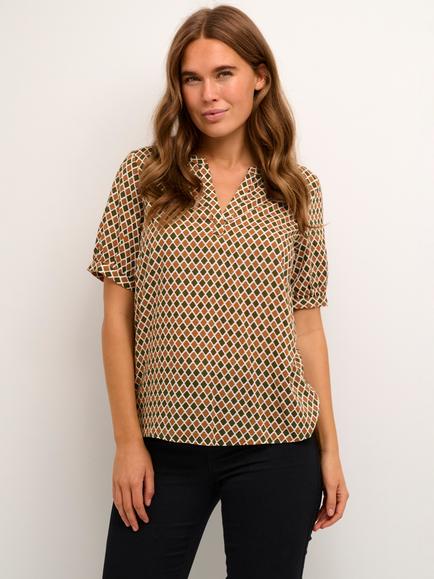 KAFFE Sally Graphic Print Top, Grape/Leaf, Grape/Leaf