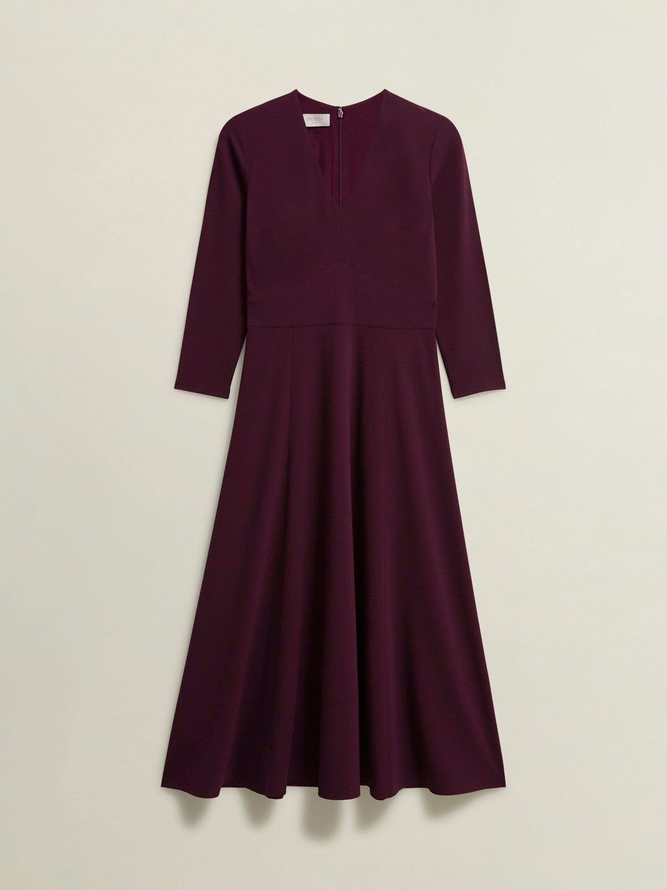 Product image 4 of 5, which shows Hobbs Mirabel Ponte Dress, Warm Plum, 10