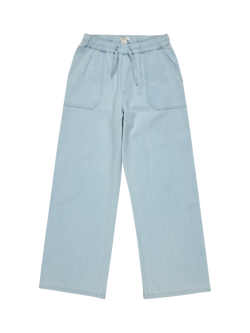 Roxy Kids' Seaside View Cotton Denim Trousers, Light Blue, Light Blue