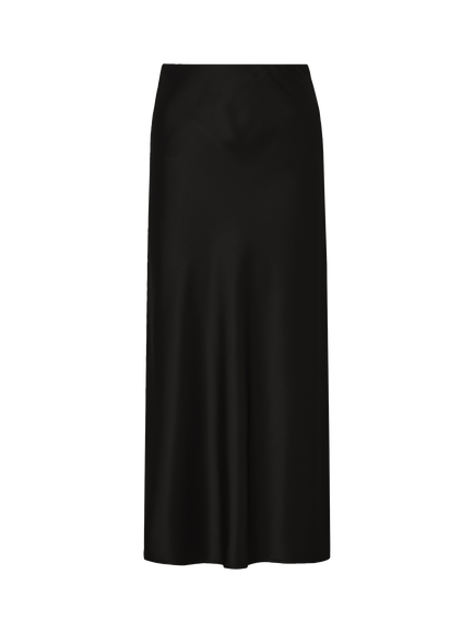 Malina Aubree Satin Maxi Skirt, Black