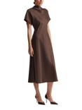 Malina Alivia Satin Midi Dress, Chocolate