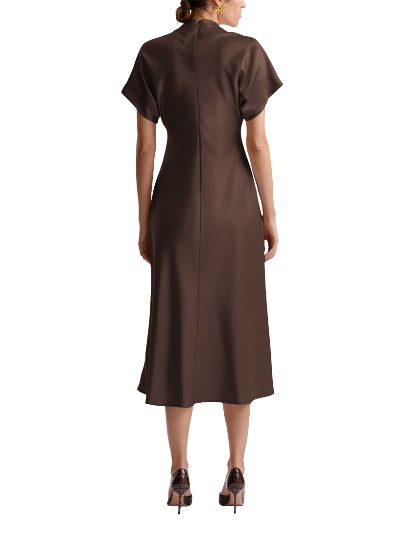 Product image 2 of 4, which shows Malina Alivia Satin Midi Dress, Chocolate, M