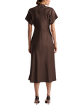 Malina Alivia Satin Midi Dress, Chocolate