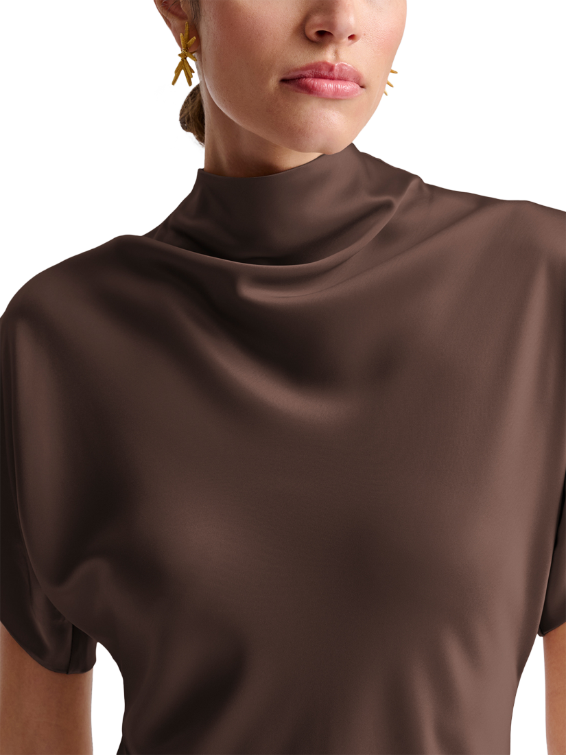 Product image 3 of 4, which shows Malina Alivia Satin Midi Dress, Chocolate, M