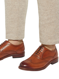Dune London Solihull Wide Fit Leather Brogues, Tan - view 2, Tan