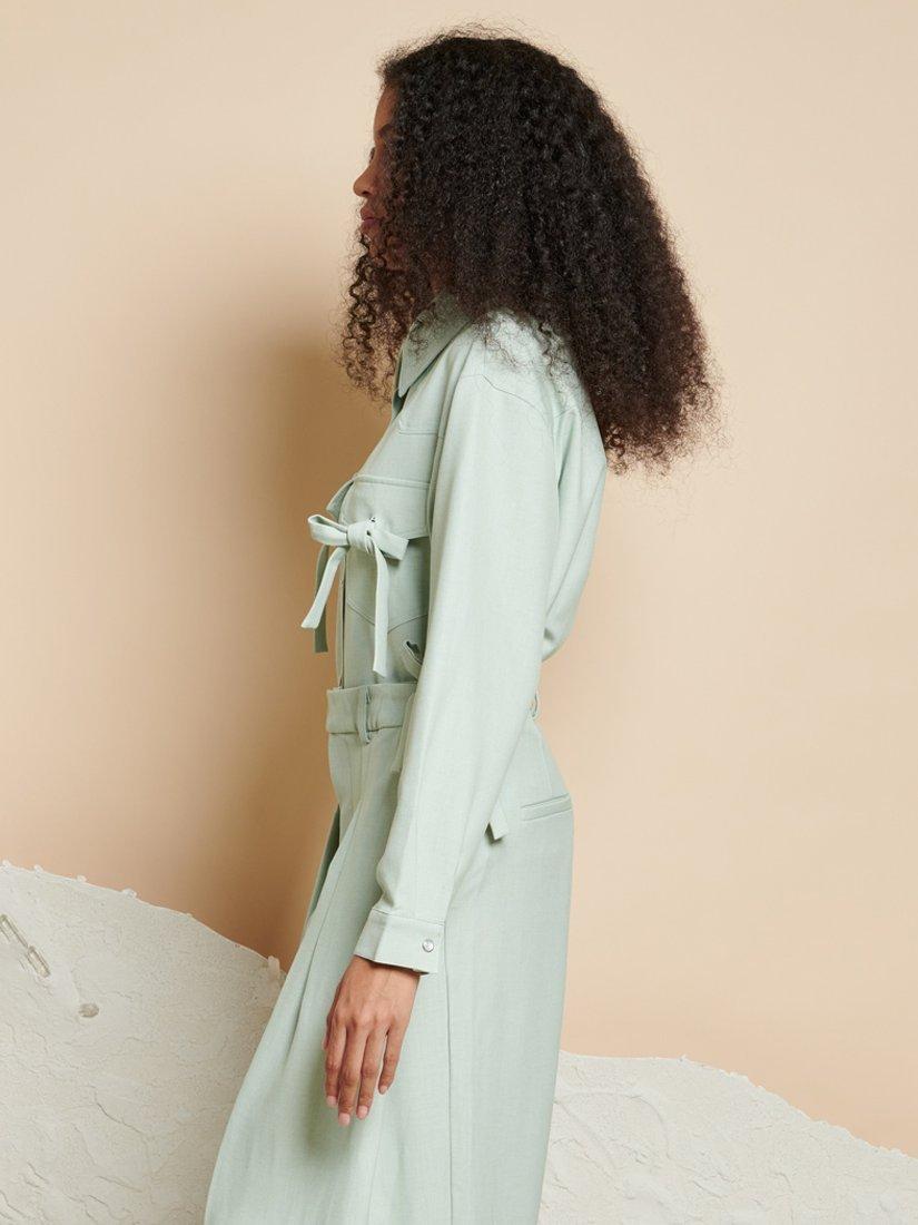 Product image 3 of 6, which shows GHOSPELL Pip Bow Detail Shirt, Sage Green, 8