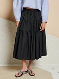 GHOSPELL Harriet Tiered Skirt, Black