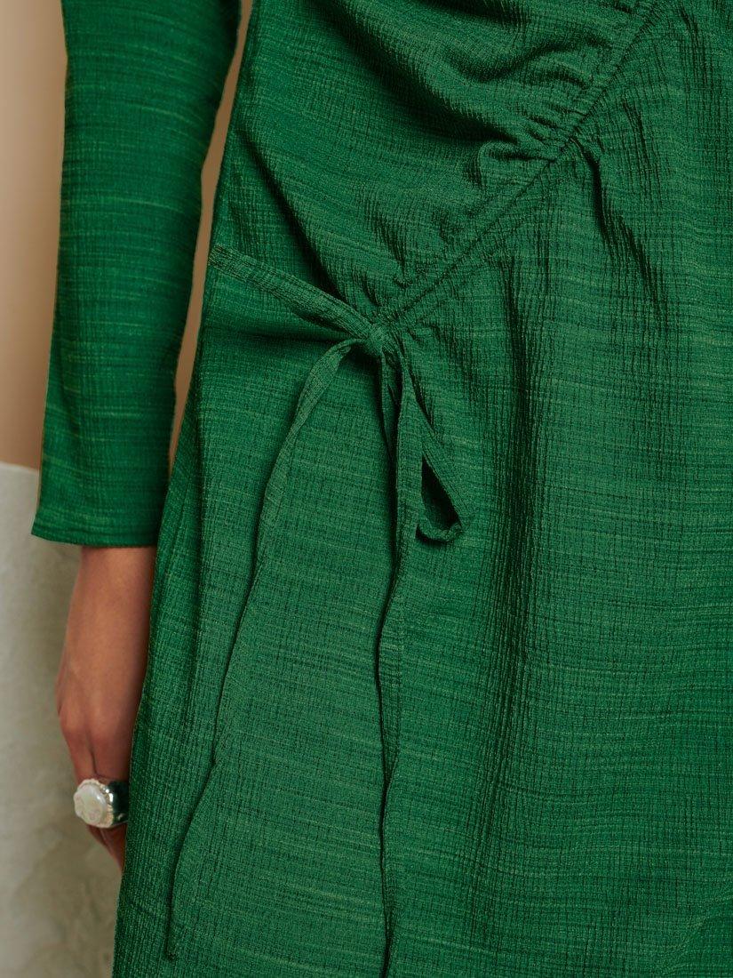 Product image 6 of 6, which shows GHOSPELL Isra Drawstring Midi Dress, Green, 6