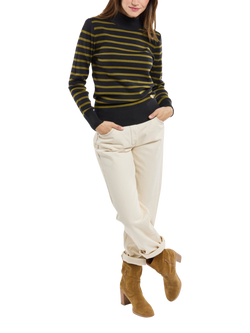 Armor Lux Wool Roll Neck Jumper, Green Stripe - view 2, Green Stripe