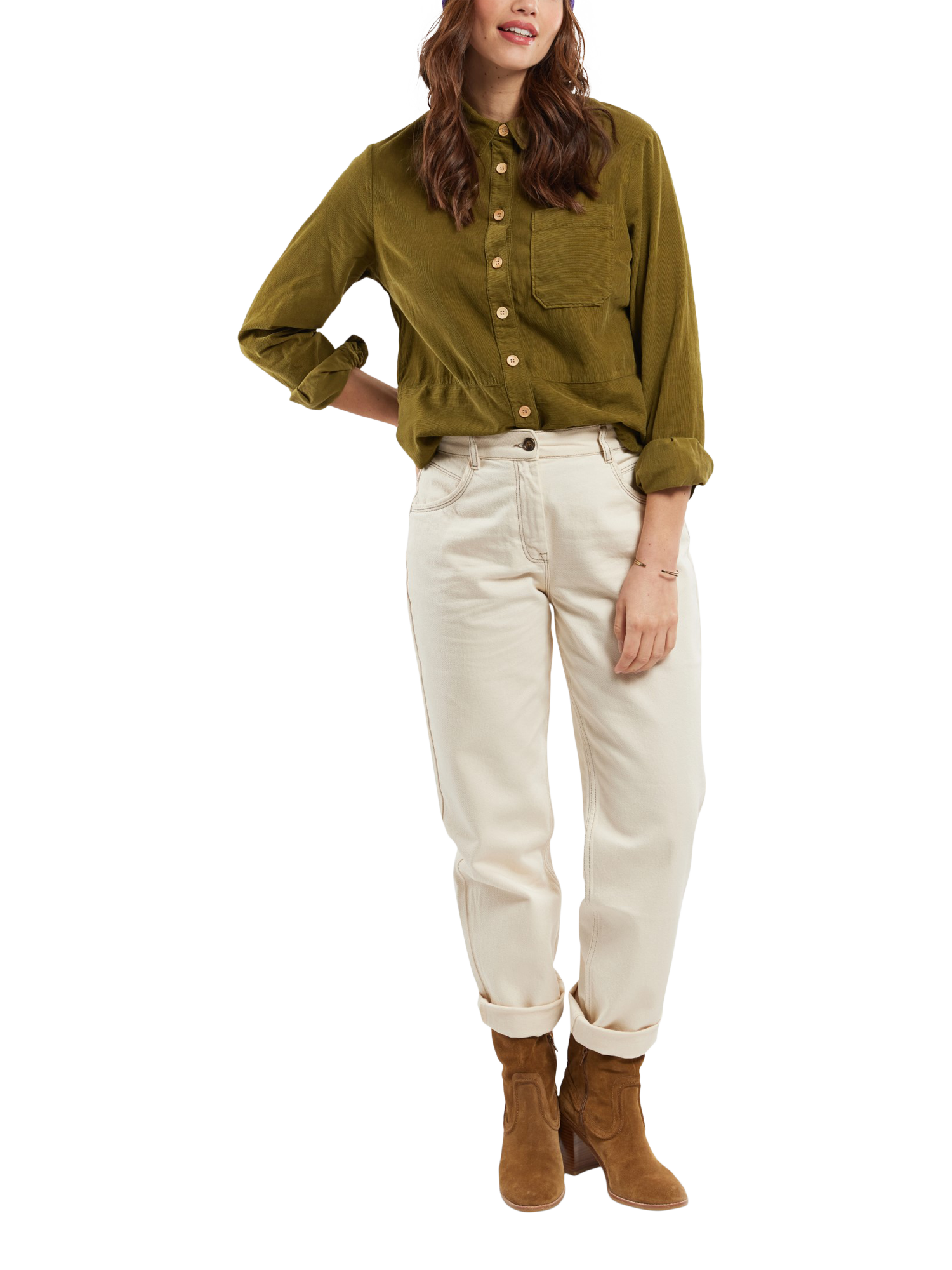 Product image 2 of 5, which shows Armor Lux Baby Corduroy Shirt, Fir Green, 40