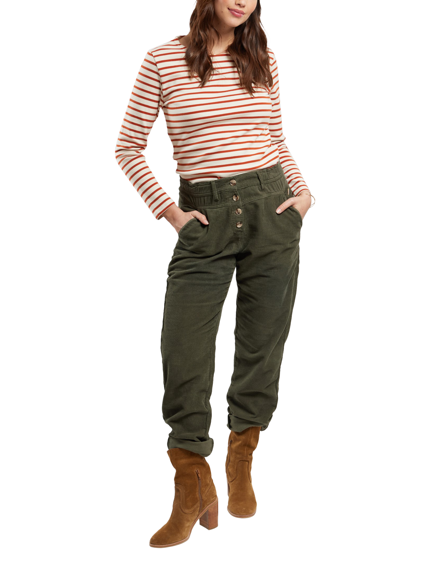 Product image 2 of 3, which shows Armor Lux Mariniere Breton Stripe Top, Nature/Potters, XS