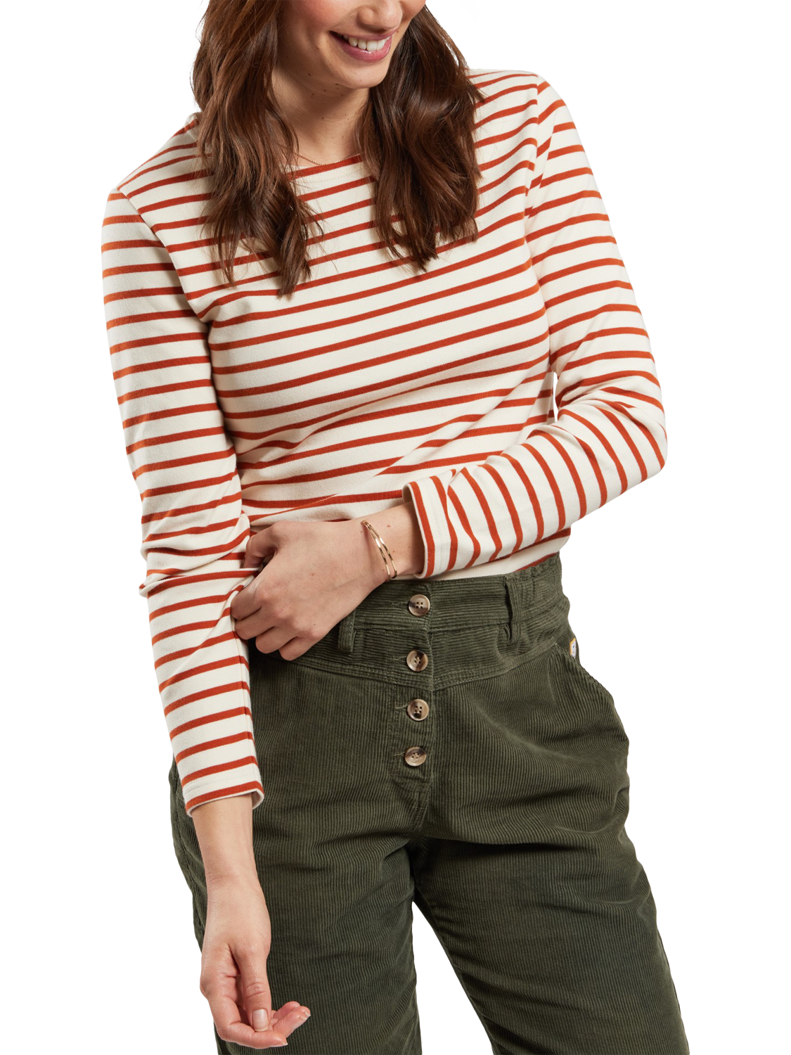 Product image 3 of 3, which shows Armor Lux Mariniere Breton Stripe Top, Nature/Potters, XS
