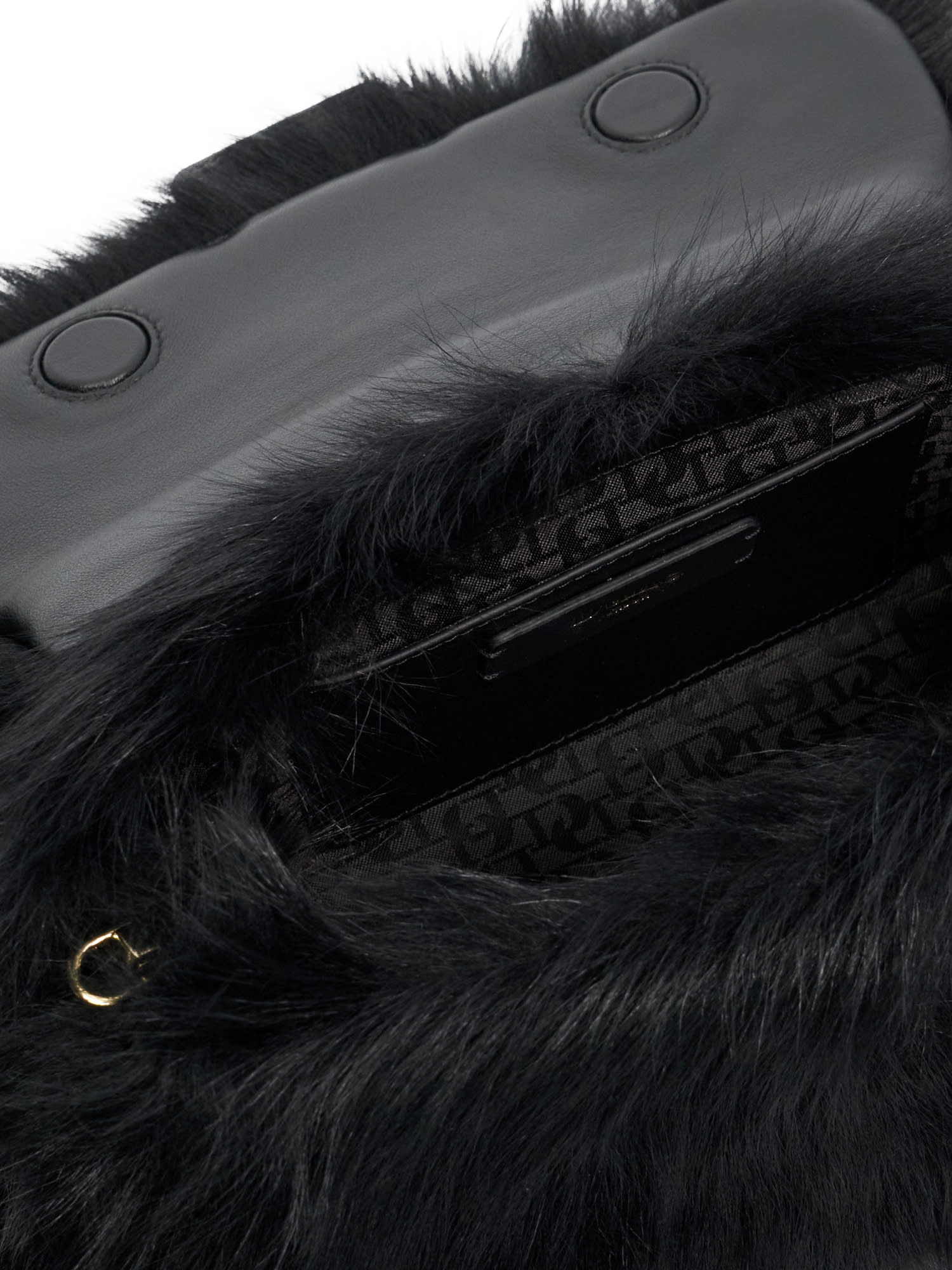 Product image 3 of 5, which shows Dune London Chelsea Fluffy Sheepskin Pillow Shoulder Bag, Black