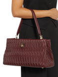 Dune Darla Leather Large Wave Quilted Bag, Burgundy