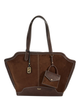 Dune Decided Suede Tote Bag, Brown