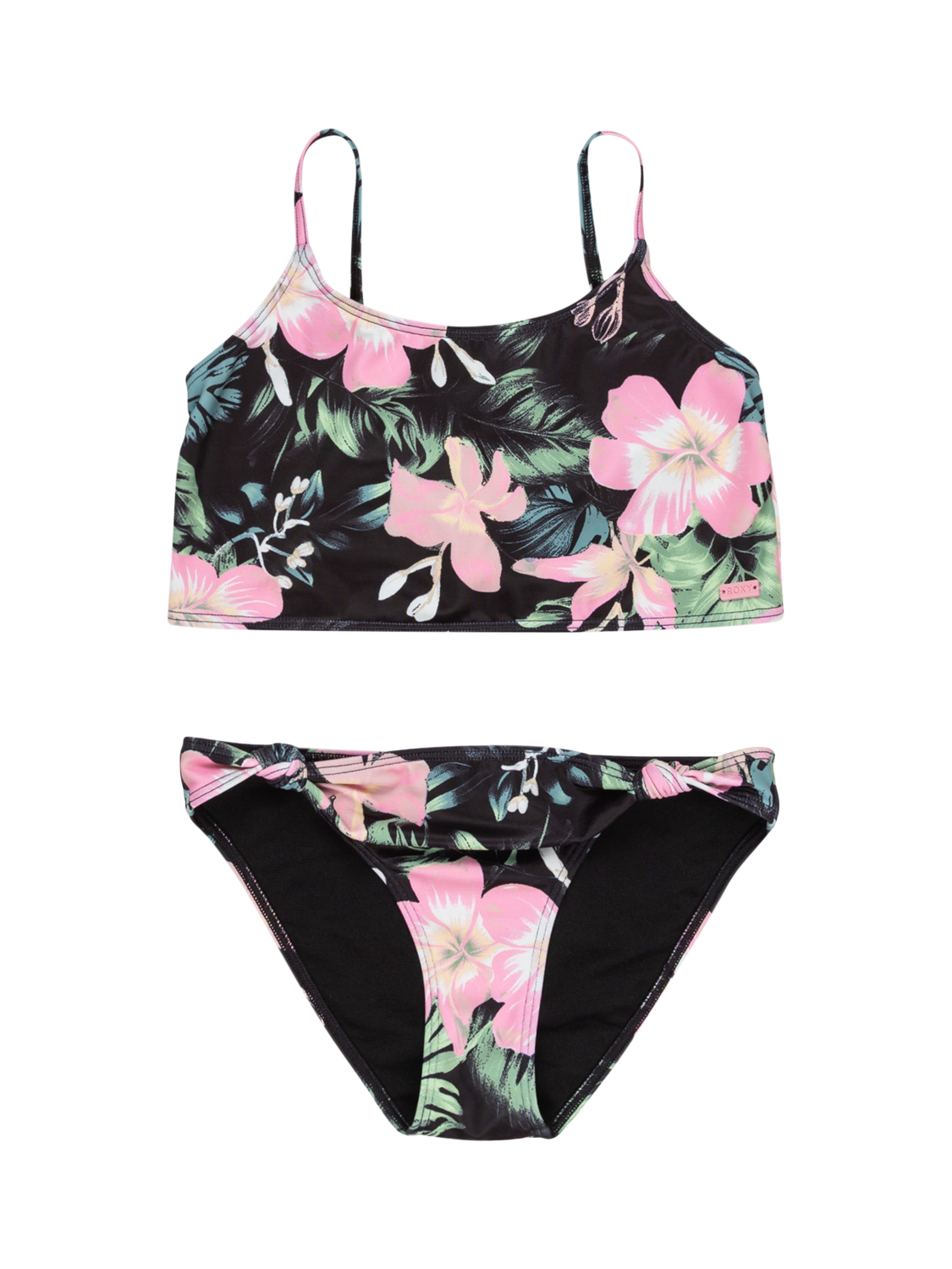 Product image 1 of 2, which shows Roxy Kids' Crop Tank Floral Print Bikini, Anthracite, 8 years