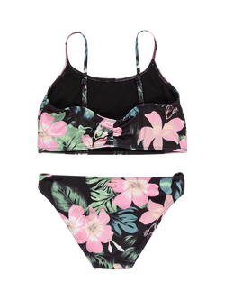 Roxy Kids' Crop Tank Floral Print Bikini, Anthracite - view 2, Anthracite