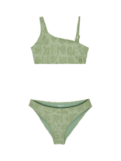 Roxy Kids' Check Bralette Swimwear Set, Basil, Basil