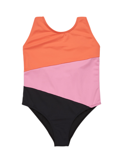 Roxy Kids' Colourblock Swimsuit, Anthracite, Anthracite