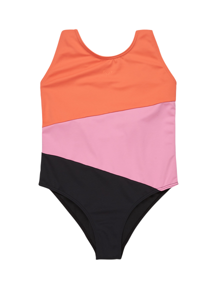 Roxy Kids' Colourblock Swimsuit, Anthracite, Anthracite
