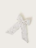 Monsoon Kids' Crystal and Faux Pearl Embellished Bow Hair Clip, Ivory