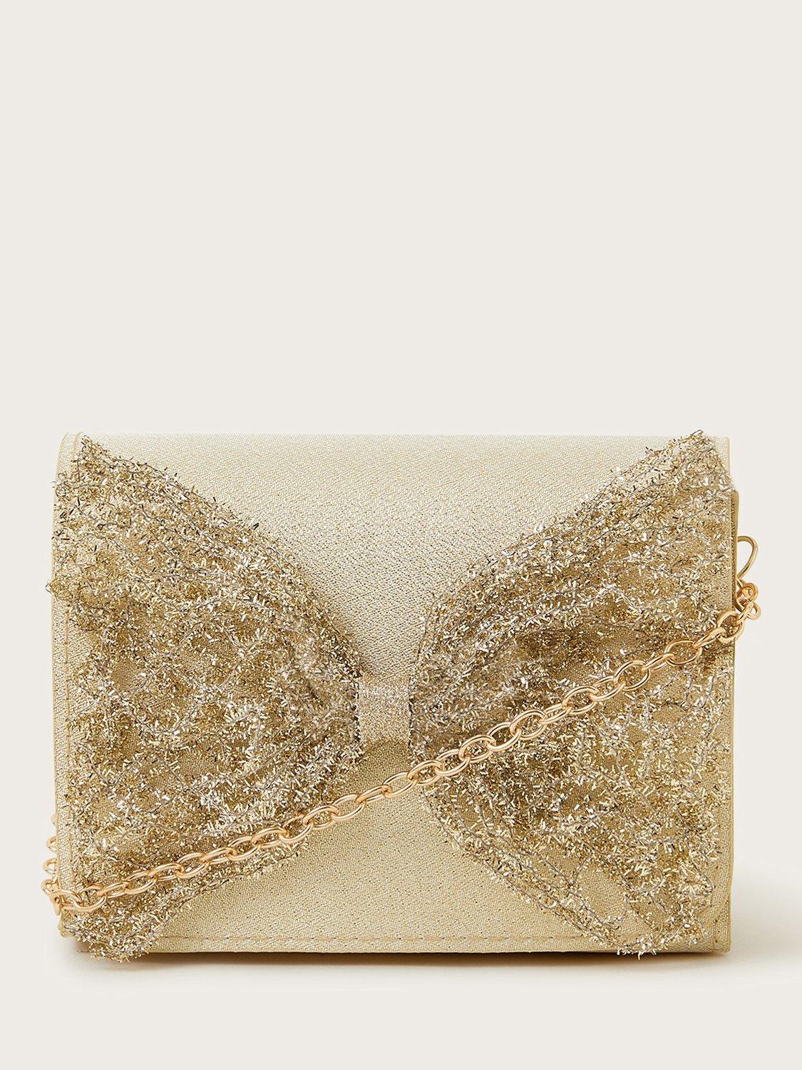 Monsoon Kids' Tinsel Bow Bag, Gold