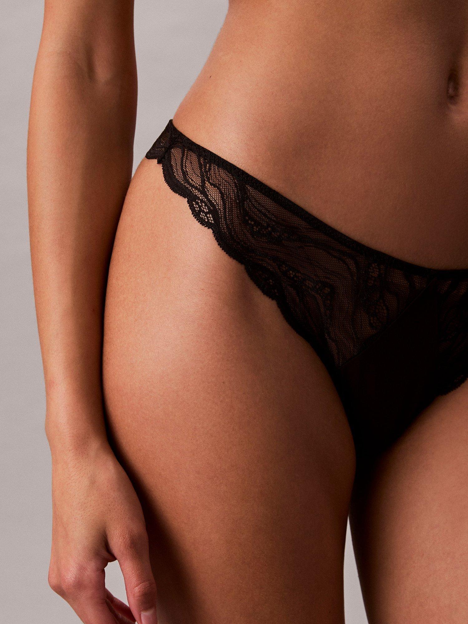 Product image 5 of 6, which shows Calvin Klein Instinct Lace Thong, Black, XS
