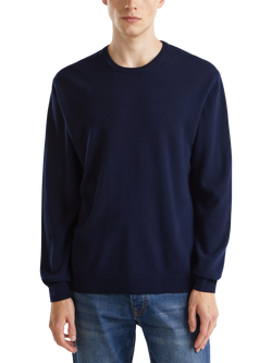 Benetton Merino Wool Crew Neck Sweater, Navy