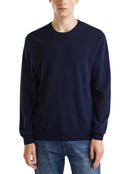 Benetton Merino Wool Crew Neck Sweater, Navy