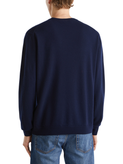 Benetton Merino Wool Crew Neck Sweater - view 2, Navy