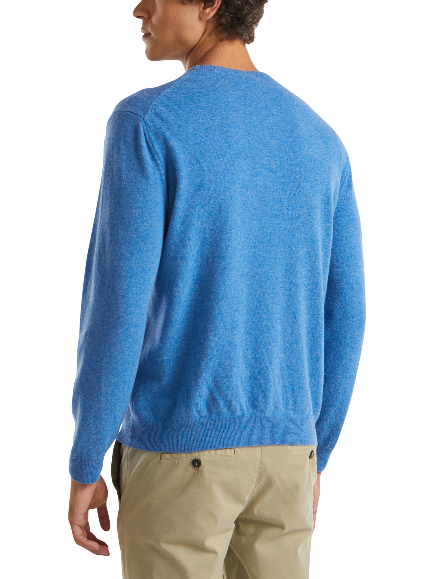 Product image 2 of 4, which shows Benetton Merino Wool Crew Neck Sweater, Blue Melange, S
