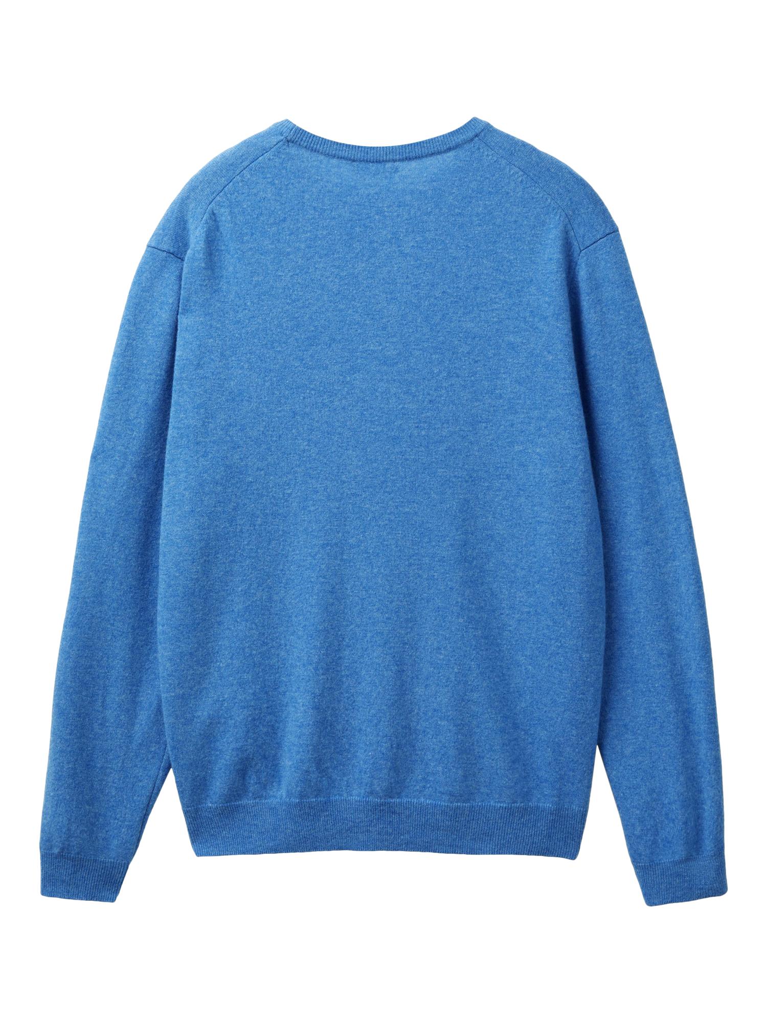 Product image 4 of 4, which shows Benetton Merino Wool Crew Neck Sweater, Blue Melange, S