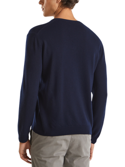 Benetton Wool V Neck Wool Jumper - view 2, Navy