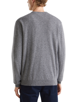 Benetton Wool V Neck Wool Jumper - view 2, Dark Grey Melange