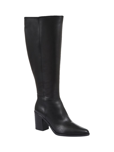Jones Bootmaker Cagliaril Leather Large Width Knee High Boots, Black - view 2, Black