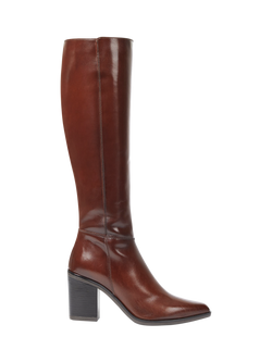 Jones Bootmaker Cagliaril Leather Large Width Knee High Boots, Brown, Brown